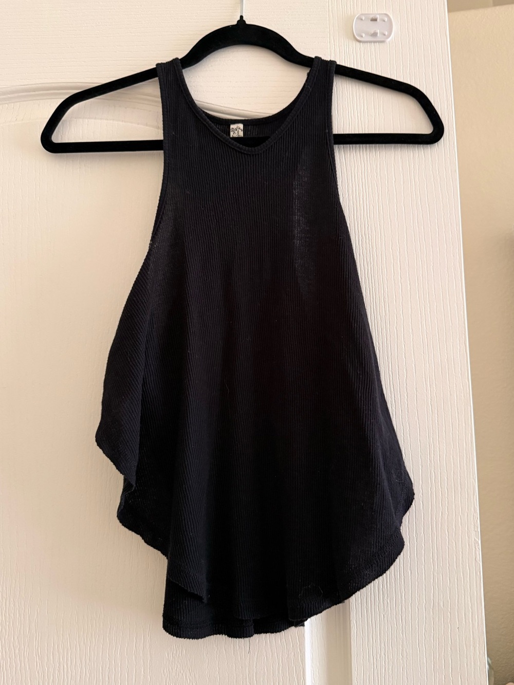 Free People Black Ribbed Racerback Tank Top - Women